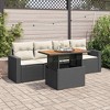 vidaXL Patio Sofa Set with Cushions Table and Sofa Sections 5 Piece Poly Rattan - Black and Cream with Storage - 2 of 4
