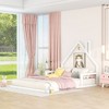 Okak Twin/Full Size Bed Frame with House-Style Headboard & Guardrails,Modern Floor Bed for Toddlers/Kids Bedroom - 4 of 4