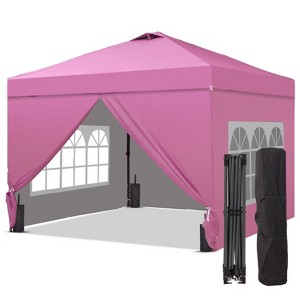 Ainfox 10ftx10ft Pop Up Canopy Tent with 4 Sidewalls One Push Tent Canopy with Wheeled Carry Bag, 8 Stakes and 4 Ropes - 1 of 4