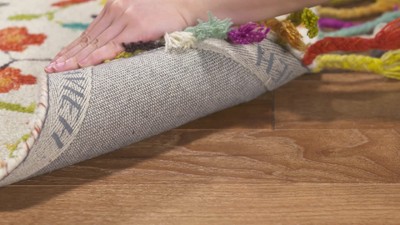 Ivory and Purple Hand-Tufted Wool 8' x 10' Area Rug