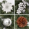 GAOMON Christmas Garland with Lights, 6Ft Battery Operated Garland Christmas Decorations with Poinsettias Ball Ornaments - 3 of 4