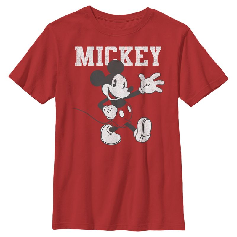 Boy's Mickey & Friends Retro Walking Pose T-Shirt, 1 of 5
