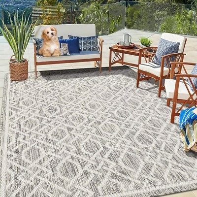 Outdoor Rug Modern Geometric Indoor Outdoor Area Rug Easy Cleaning for Patio Backyard Balcony Living Room Bedroom