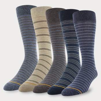 Goodthreads Men's 5-Pack Patterned Socks, Assorted Blue/Grey, Shoe Size: 8-12