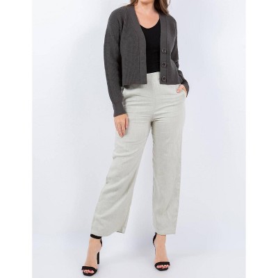 Women's Long Sleeve Waffle Knit Button Up Cardigan - M.RENA
