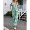 Whizmax Women's Summer Smocked Jumpsuits Casual Square Neck Short Sleeve High Waist Wide Leg Rompers with Pockets - 4 of 4