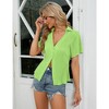 Women's Corduroy Short Sleeve Tops Deep V Neck Shirt Button Front Blouse Short Sleeve Tops Ruffle Blouse for Summer 2024 - 3 of 4