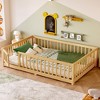 Bellemave Full Size Floor Bed with Door & Fence, Montessori Solid Wood Bed Frame with Slats & Safety Guardrails for Kids - 4 of 4