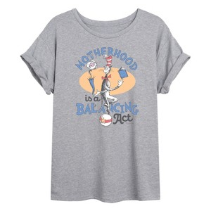 Women's - Dr. Seuss - Motherhood is a Balancing Act Oversized Graphic T-Shirt - 1 of 4