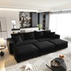 TiramisuBest 102.4" Plush Corduroy 4-Seat Sofa with 3 Ottomans, Deep Seat Cloud Couch, Convertible Lounge Sofa,Grey - 3 of 4