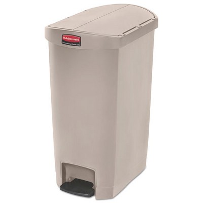 Rubbermaid Commercial Streamline Resin Step-On Container, End Step Style, 13 gal, Polyethylene, Beige