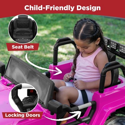 Pink 12V Kids Ride-On SUV with Remote Control and LED Lights