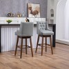 360 Degrees Swivel Bar Stool Set Of 2,Kitchen Chair With Footrest And Wood Legs,Linen Fabric Fixed Counter Height Chair-Cuddlewood - 2 of 4