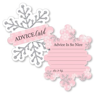 Big Dot of Happiness Pink Winter Wonderland - Wish Card Holiday Snowflake Birthday Party Baby Shower Activities - Shaped Advice Cards Game - Set of 20 - 1 of 4
