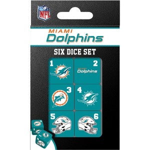MasterPieces Officially Licensed NFL Miami Dolphins - 6 Piece D6 Gaming Dice Set Ages 6 and Up - 1 of 3