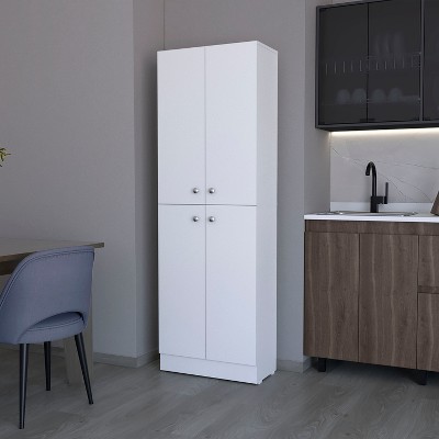 Gulches Elegant White Cabinet with 4 Doors, 5 Hidden Shelves, Versatile Storage Solutions, 30" W x 15" D