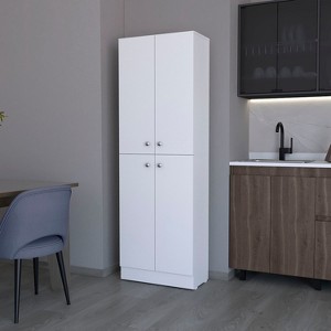 Gulches Elegant White Cabinet with 4 Doors, 5 Hidden Shelves, Versatile Storage Solutions, 30" W x 15" D - 1 of 2