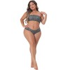 Agnes Orinda Women's Plus Size Two Pieces Bandeau Stripe Off Shoulder High Waist Bikini Sets - 3 of 4