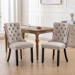 Velvet Dining Chair Set of 2,Upholstered Dining Chairs with Tufted Back and Nailhead Trim,Modern Armless Chairs for Dining Room-Cuddlewood - 1 of 4