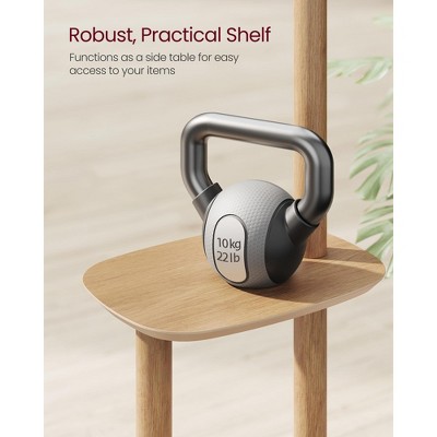 Natural Beige Freestanding Coat Rack with 8 Hooks and Shelf