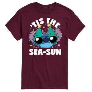 Men's - Lilo and Stitch - Tis the Sea-Sun Christmas Short Sleeve Graphic T-Shirt - 1 of 4