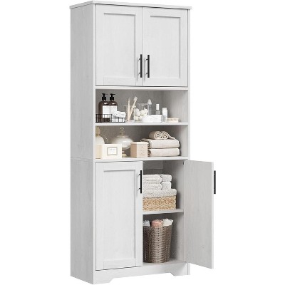 Jojoka Freestanding Bathroom Storage Cabinet with 4 Doors and Adjustable Shelves,Antique White