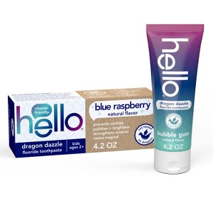 hello Dragon Dazzle Blue Raspberry Fluoride Toothpaste - 4.2oz - 1 of 4