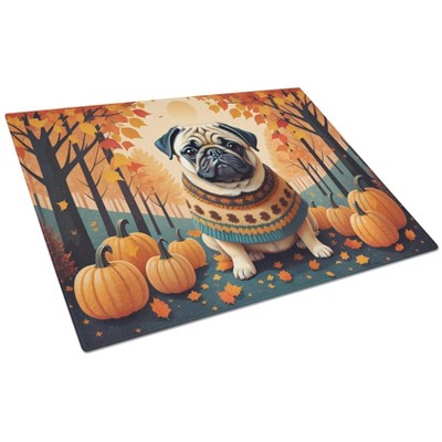 NEW Fawn Pug Fall Glass Cutting Board Decorative Tempered Glass Kitchen Cutting and Serving Board Large Size Chopping Board