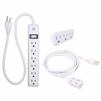 General Electric 6' Power Pack Outlet Strip/3 Outlet Extension Cord Wall Adapter