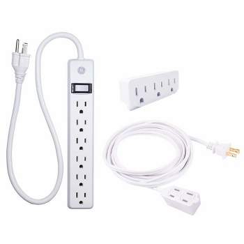 GE 6' Power Pack Outlet Strip/3 Outlet Extension Cord Wall Adapter