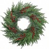 26 Inch Real Pine Wreath for Front Door Indoor Outdoor Christmas Decor Large Artificial Cedar Green Wreath Winter Holiday - 4 of 4