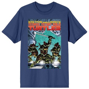 TMNT Comic Origins Cover Art Crew neck Short Sleeve Navy Women's T-shirt - 1 of 3
