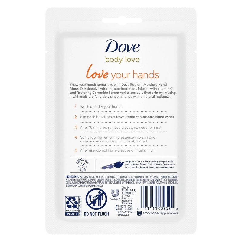 Dove Beauty Body Love Radiant Moisture Hand Mask - 1 pair, 4 of 13