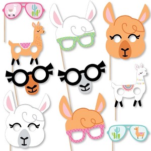 Big Dot of Happiness Whole Llama Fun Glasses & Masks - Paper Card Stock Llama Fiesta Baby Shower or Birthday Party Photo Booth Props Kit - 10 Count - 1 of 4