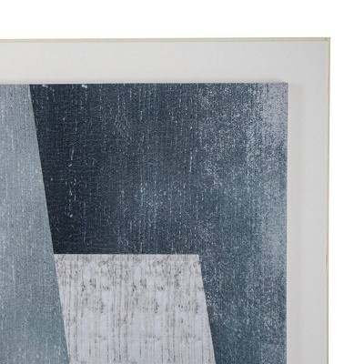 Set of 2 Blue Geometric Abstract Canvas Prints with Black Frames