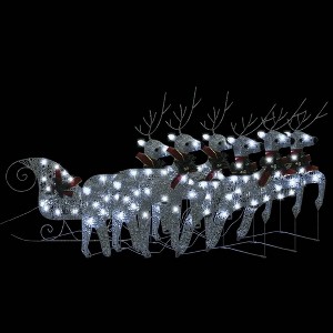 vidaXL Reindeer And Sleigh Christmas Decoration Set of 6 Silver - 1 of 4