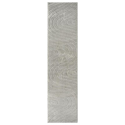 Gray 9' x 12' Modern Geometric Wave Synthetic Area Rug