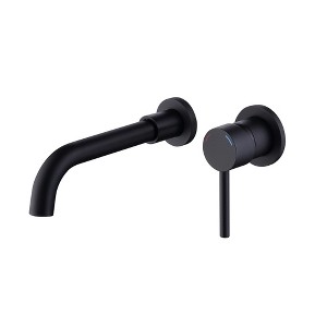 Wall Mount Faucet for Bathroom Sink or Bathtub, Single Handle 2 Holes Brass Rough-in Valve Included - 1 of 4