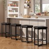 Garvee Bar Stools Set of 2, 24.6" Counter Height Backless Barstools, Upholstered PU Leather Seats with Metal X-Frame & Footrest, - 2 of 4