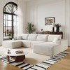 135 inch Plush Corduroy Fabric White Cloud Sectional Sofa Comfort U Shaped Sofa with 1 Ottoman for Living Room - 2 of 4
