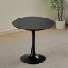 GlasFlength Dining Tables Modern Round Pedestal Table with Mid Century Design for Kitchens and Dining Areas, Black, 31.5"*31.5"*28.74" - 2 of 4