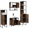 vidaXL 4-Piece Bathroom Furniture Set Smoked Oak Engineered Wood with Wall-Mounted Mirror Cabinet, Ample Storage, and Modern Design - 4 of 4