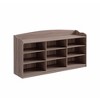 Wooden Shoe Storage Bench  9-Cubby Entryway Organizer with Top Shelf, Holds up to 18 Pairs, Dark Taupe Finish - 3 of 3