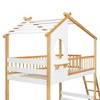 ORRD  Twin Over Twin Bunk Bed Wood Bed with Roof, Window, Ladder,Natural - 3 of 4