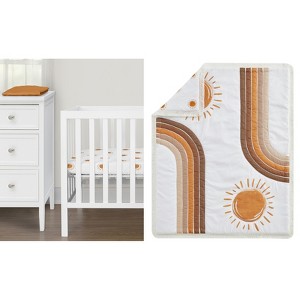 Sweet Jojo Designs Gender Neutral Unisex Baby Mini Crib Bedding Set - Boho Sun Orange Beige and Tan 3pc - 1 of 4