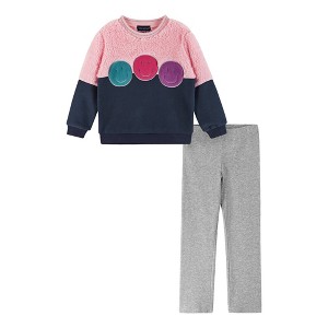 Andy & Evan  Kids  Pink/Navy Smiley Crewneck & Flare Legging Set - 1 of 4