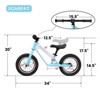 Toddler Balance Bike, Pedal-Free Exercise Bike for Ages 3-5, 12-Inch Air-Filled Tires, Fits Boys and Girls with 14.5"-17.5" Inseam - 2 of 4