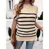 Women's Color Block Short Sleeve Sweater - Stylish Casual Knit Pullover Top with Contrast Trim - 3 of 4