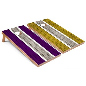 Skip's Garage Purple and Yellow Striped Cornhole Board Set, Includes 2 Boards, 8 Bags & Optional Accessories - 1 of 4