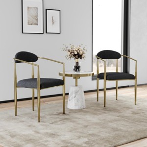 SEVOBAL Dining Chairs Set of 2 Mid-Century Modern Boucle Backrest Chairs with Black Metal Legs, Black, 22.83"*21.65"*31.9" - 1 of 4